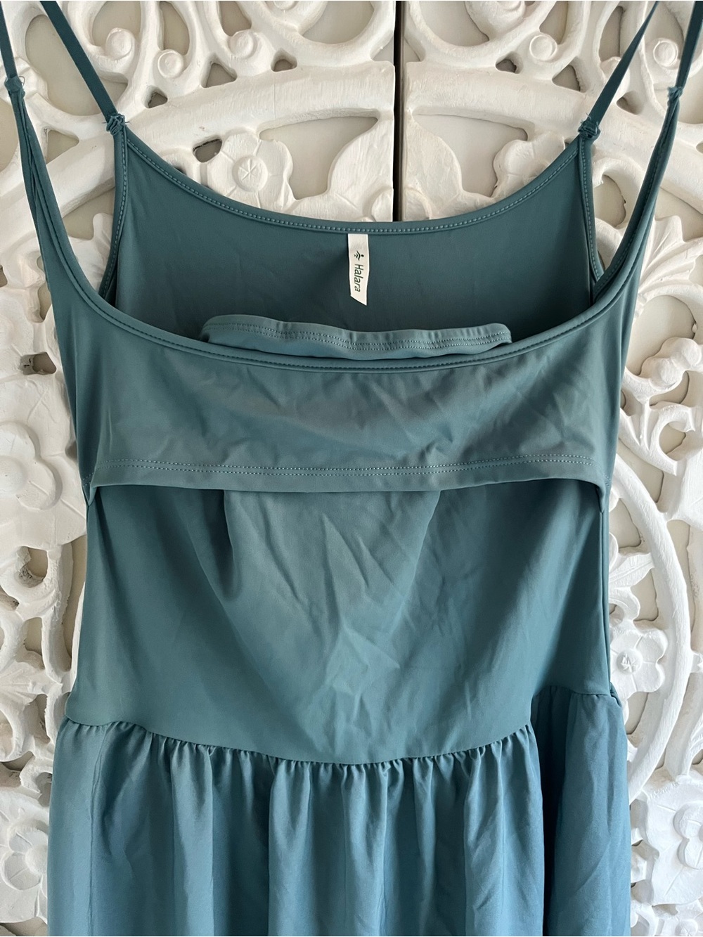 Halara Breezeful Pocket Flowy Flare Maxi Dress Stone Blue NWT XS - Picture 3 of 9